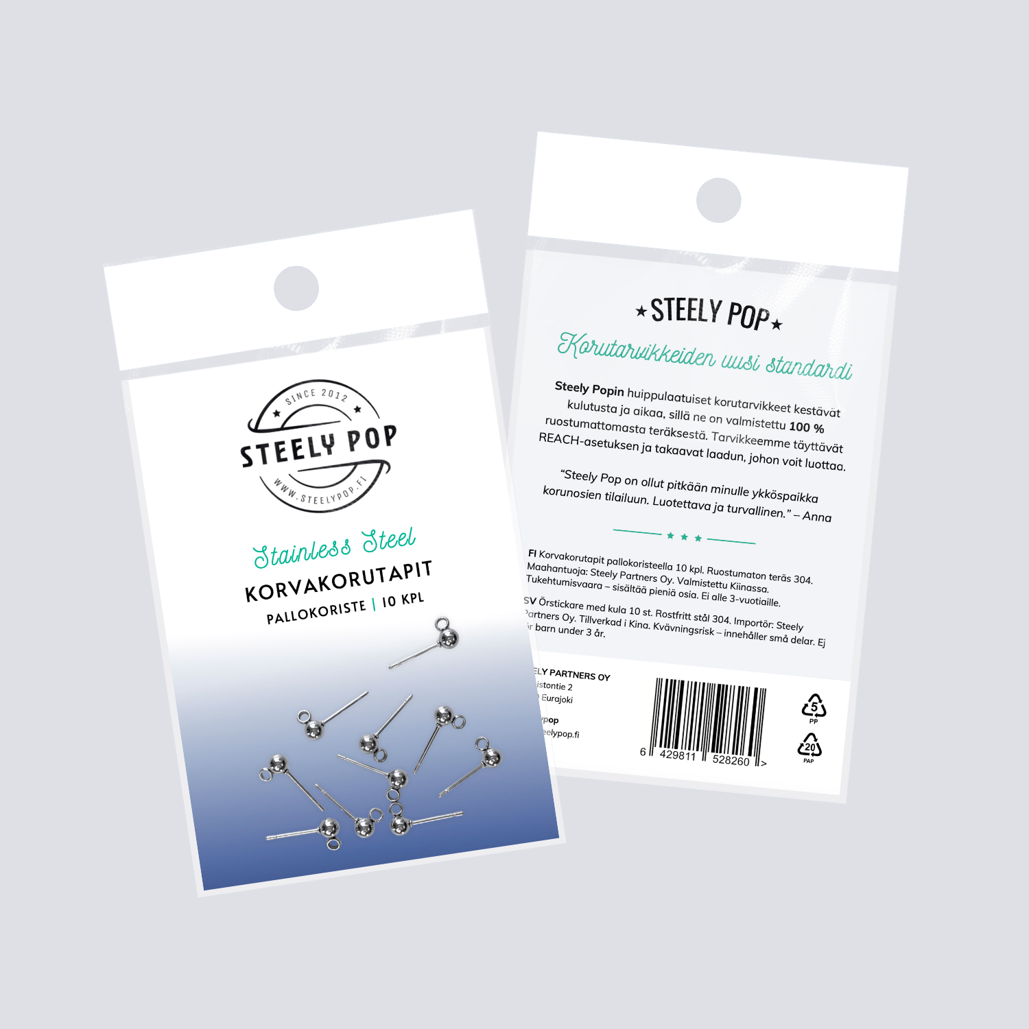 Hypoallergeeniset korutarvikkeet Ruostumaton teräs
